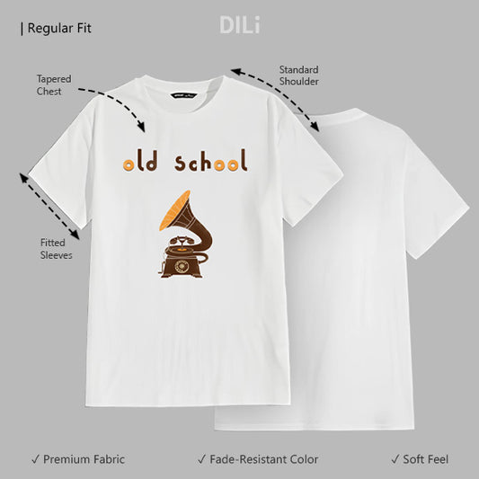 Regular Fit Classic Old School Graphic Printed T-Shirt White