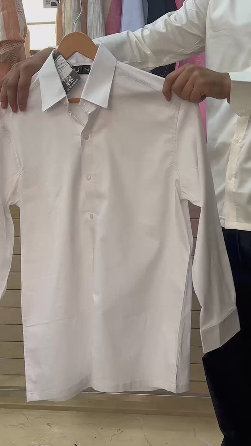 Men’s White Cotton Relaxed-Fit Full-Sleeve Shirt