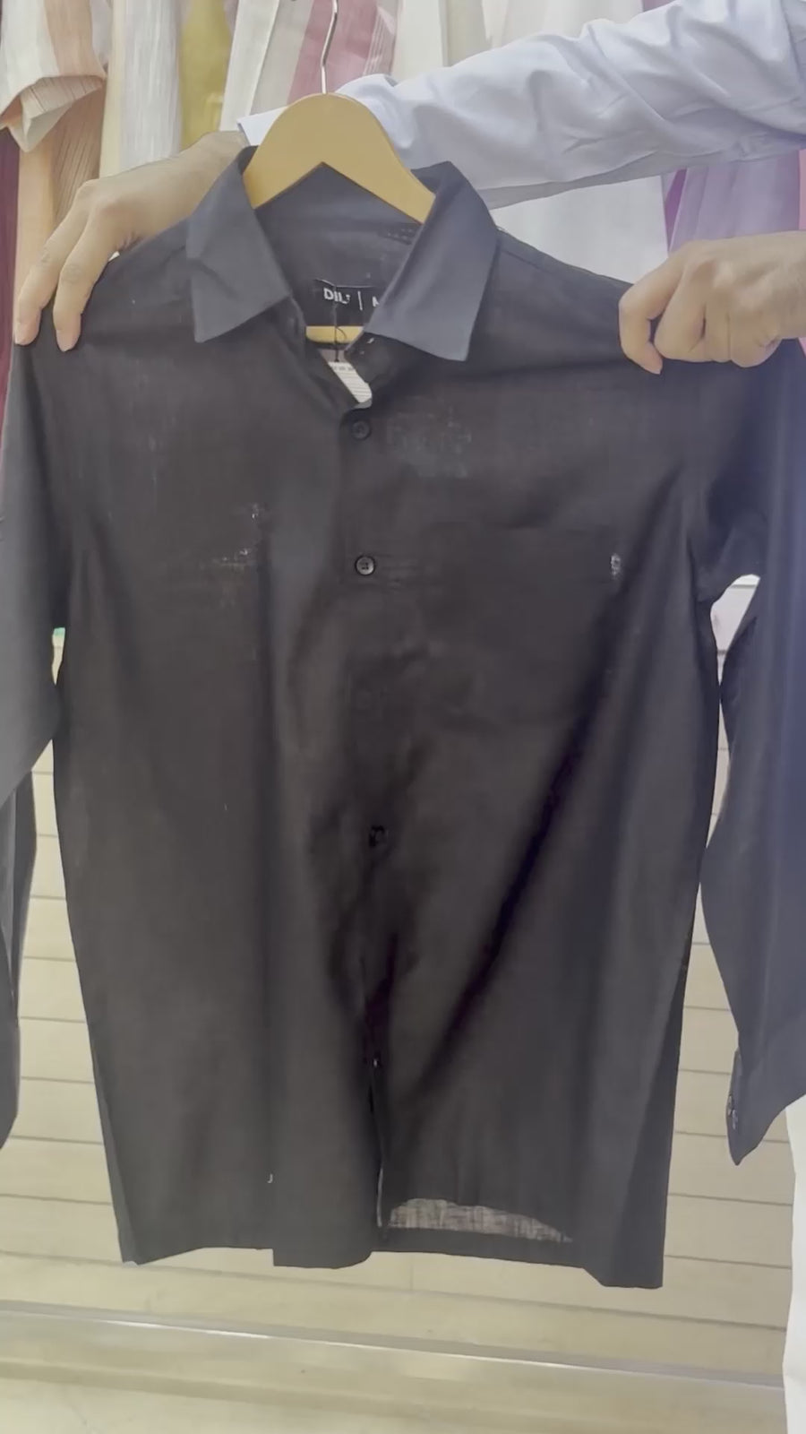 Black Linen-Cotton Relaxed Fit Full-Sleeve Shirt
