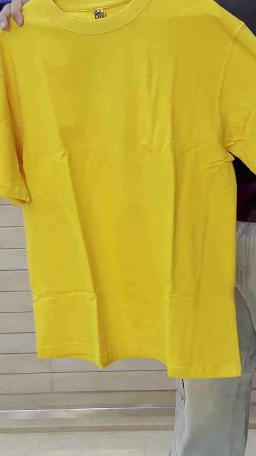 Men’s Solid Mustard Pure Cotton Oversized T-Shirt