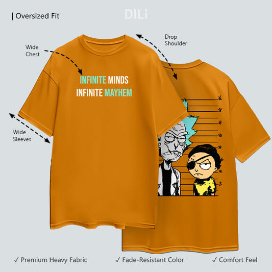 Premium Rick and Morty Pure Cotton Oversized T-shirt Mustard