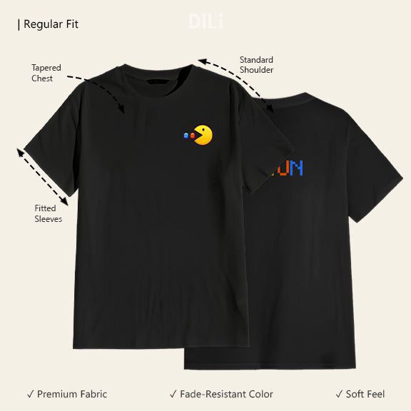 Pacman Run Regular Fit Printed T-Shirt Black